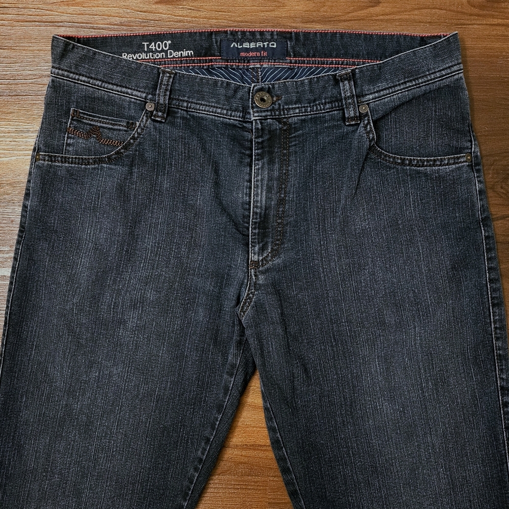 Alberto T400 Stone Dark Wash Blue 35x32 Modern Fit Stretch Denim Jeans